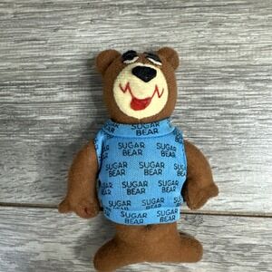 Vintage Post Sugar Bear Plush Cereal Mascot Advertising Toy Blue Jersey Brown